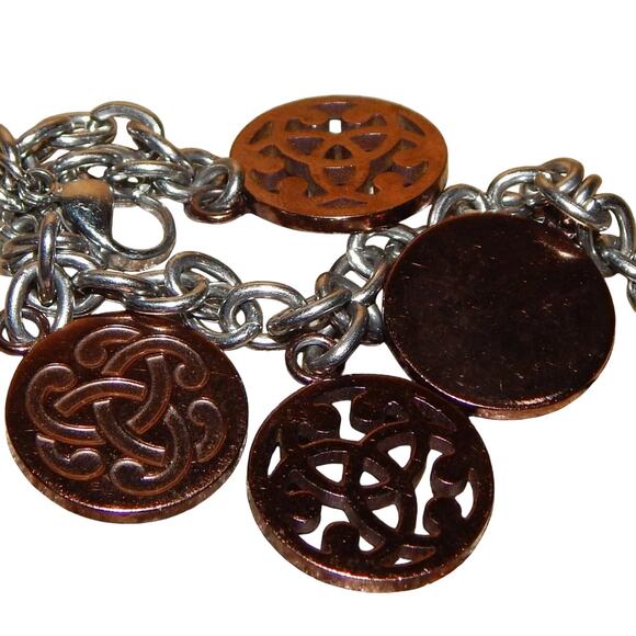 BoHo Vintage Stainless Steel Bronze Celtic Knot Charm Bracelet - Picture 7 of 8